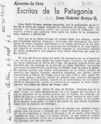 Escritos de la Patagonia  [artículo] Juan Gabriel Araya G.