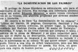 "La domesticación de los pájaros"  [artículo] Abelardo Troy.