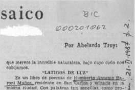 "Látigos de luz"  [artículo] Abelardo Troy.