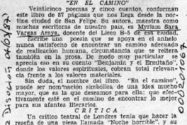 "En el camino"  [artículo] Abelardo Troy.