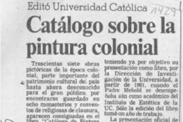 Catálogo sobre la pintura colonial  [artículo].