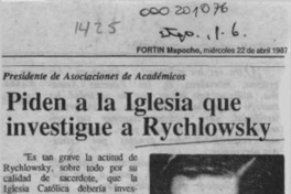Piden a la Iglesia que investigue a Rychlowski  [artículo].