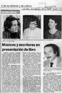 Músicos y escritores en presentación de libro