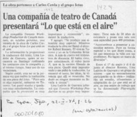 Una Compañía de teatro de Canadá presentará "Lo que está en el aire"  [artículo].