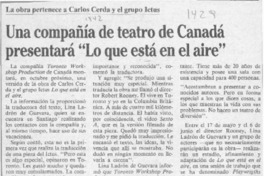 Una Compañía de teatro de Canadá presentará "Lo que está en el aire"  [artículo].