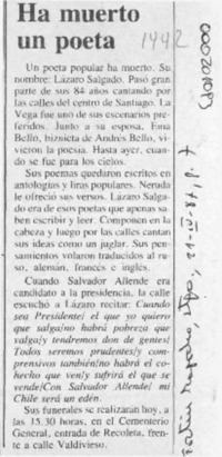 Ha muerto un poeta  [artículo].