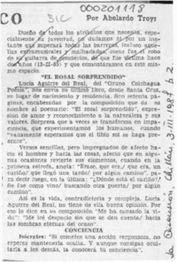 "El rosal sorprendido"  [artículo] Abelardo Troy.