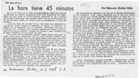 La hora tiene 45 minutos  [artículo] Edmundo Guiñez Cáliz.