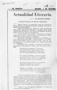 "Linaje de sal" de Gerardo Claps Gallo  [artículo] Matías Rafide.