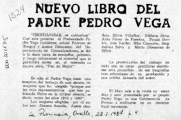 Nuevo libro del padre Pedro Vega  [artículo].