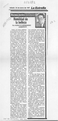 Humildad de la belleza  [artículo] Horacio Hernández Anderson.