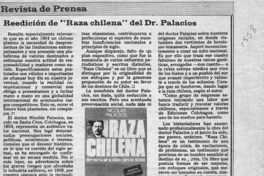 Reedición de "Raza chilena" del Dr. Palacios  [artículo].