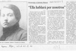"Ella hablará por nosotros"  [artículo] L. U.
