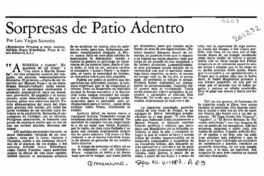 Sorpresas de patio adentro  [artículo] Luis Vargas Saavedra.
