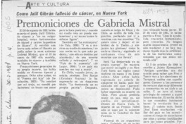 Premoniciones de Gabriela Mistral  [artículo].