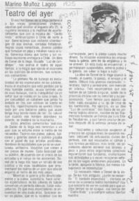 Teatro del ayer  [artículo] Marino Muñoz Lagos.