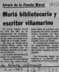 Murió bibliotecario y escritor viñamarino  [artículo].