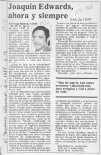 Joaquín Edwards, ahora y siempre