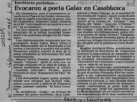 Evocaron a poeta Galaz en Casablanca  [artículo].