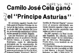 Camilo José Cela ganó el "Príncipe Asturias"  [artículo].