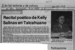 Recital poético de Kelly Salinas en Talcahuano  [artículo].