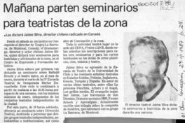 Mañana parten seminarios para teatristas de la zona  [artículo].