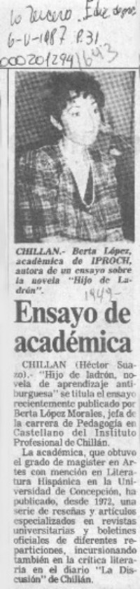 Ensayo de académica  [artículo] Héctor Suazo.