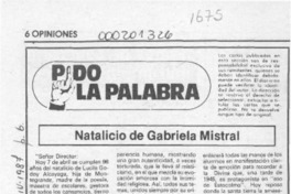 Natalicio de Gabriela Mistral  [artículo] Juan Meza Sepúlveda.