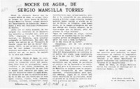 Noche de agua, de Sergio Mansilla Torres  [artículo] Oscar Paineán B.