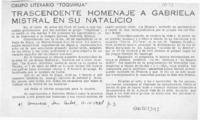 Trascendente homenaje a Gabriela Mistral en su natalicio  [artículo].