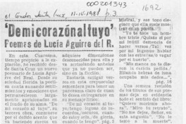 "De mi corazón al tuyo" poemas de Lucía Aguirre del R.  [artículo] Pedro Mardones Barrientos.