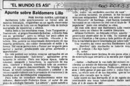 Apunte sobre Baldomero Lillo  [artículo] David Ojeda Leveque.