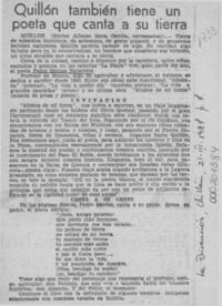 Quillón también tiene un poeta que canta a su tierra  [artículo] Héctor Alfonso Mora García.