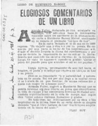 Elogiosos comentarios de un libro  [artículo] Play boy.