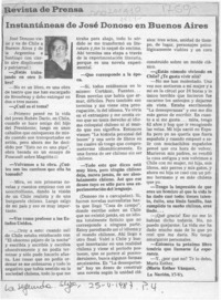 Instantáneas de José Donoso en Buenos Aires  [artículo] María Esther Vázquez.