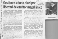 Gestiones a todo nivel por libertad de escritor magallánico  [artículo].