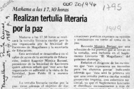 Realizan tertulia literaria por la paz  [artículo].