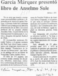 García Márquez presentó libro de Anselmo Sule  [artículo].