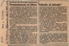 Presentaron el libro "Miedo al miedo"  [artículo].