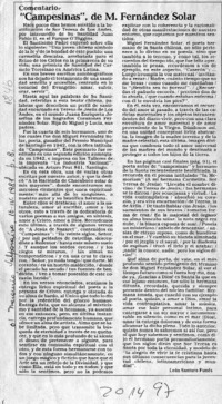 "Campesinas", de M. Fernández Solar  [artículo] León Santoro Funes.