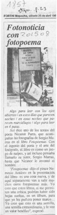 Fotonoticia con fotopoema  [artículo].