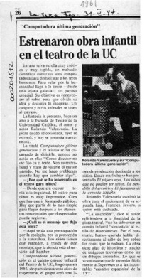 Estrenaron obra infantil en el teatro de la UC  [artículo].