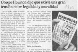 Obispo Hourton dijo que existe una gran tensión entre legalidad y moralidad  [artículo].