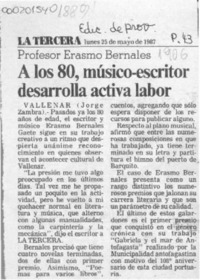 A los 80, músico-escritor desarrolla activa labor  [artículo] Jorge Zambra.