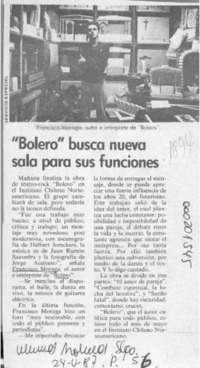 "Bolero" busca nueva sala para sus funciones  [artículo].