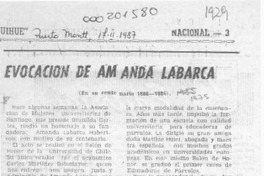 Evocación de Amanda Labarca  [artículo] Julia Ramírez de Romero.