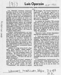 Luis Oyarzún  [artículo] Andrés Sabella.