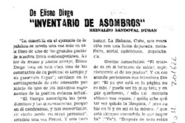 "Inventario de asombros"  [artículo] Reinaldo Sandoval Durán.