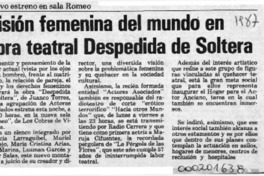 Visión femenina del mundo en obra teatral "Despedida de soltera"  [artículo].