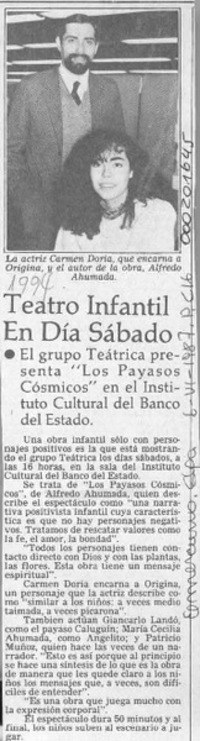 Teatro infantil en día sábado  [artículo].